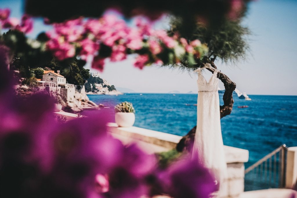 Wedding dress in the garden of Dubrovnik